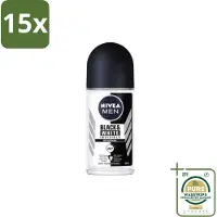 Nivea 15 x Men – Deodorant Roller – Invisible for Black & White – 50 ml - Grootverpakking - Men Deodorant Roller - Anti-vlek - Anti-transpirant - Geurbestendig - Zweetbestendig