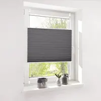 EasyFix Plooigordijn, zonder boren, klembevestiging, grijs, zonwering, zonbescherming, , vouwgordijn, doorschijnend gordijn voor ramen en deuren,80x130cm