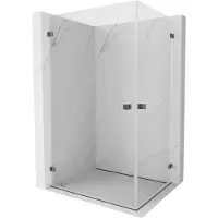 Mexen Lunar-B Duo douchecabine scharnierdeur 75 x 70 , transparant, geborsteld geweergrijs - 832-075L-070P-66-00