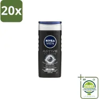 Nivea 20 x Men Douchegel Active Clean 250 ml - Grootverpakking - Douchegel Mannen - Reiniging Huid - Actieve Houtskool - Vuil Verwijderen - Huid Verzorging