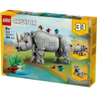 LEGO Wilde dieren: machtige neushoorn met vogels