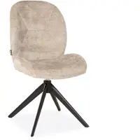 Bommel Wonen Eetkamerstoel Pixie - draaibaar - velvet Perfect Harmony Taupe - poot zwart