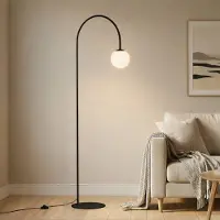 Domiluce Booglamp - vloerlamp Nova, zwart, Woon-/ Eetkamer, metaal, Modern, booglamp