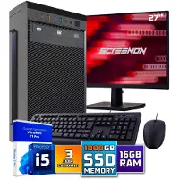 Screenon Intel Compleet PC SET | Intel Core i5 | 16 GB DDR4 | 1 TB SSD + 27 Inch Monitor + Muis + Toetsenbord | Windows 11 Pro + WiFi & Bluetooth