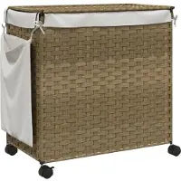 vidaXL Wasmand op wielen 60x35x60,5 cm rattan wit