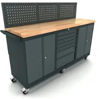 Kippers Rijssen Verrijdbare werkbank 2x 2 deuren 7 laden kast incl. gereedschapswand