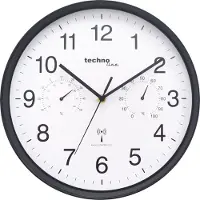 Technoline WT 8945 - Wandklok - Analoog - Rond - Kunststof Raam - Radiogestuurde tijdsaanduiding - Binnentemperatuur - Binnenvochtigheid - Zwart