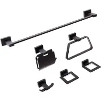 Beliani RIOHACHA - 6-delige badkamer hardware set - Zwart - Aluminium