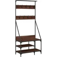 vidaXL Kledingrek met schoenenrek 80x40x184 cm bruin eikenkleur
