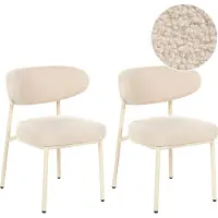 Beliani UNITY - Set van 2 eetkamerstoelen - Lichtbeige - Bouclé