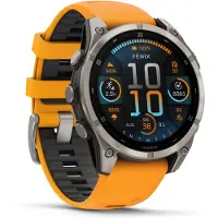 Garmin - Sport horloges - Fenix 8 Amoled 47mm Sapphire Titane/Graphite voor Unisex - Oranje