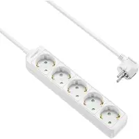Allteq Stekkerdoos - 5-voudig - 1x Type E/F male naar 5x Type F female - Tot