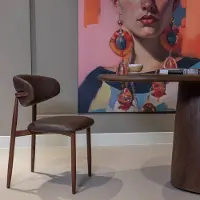 Giga Meubel Eetkamerstoel Alexia Donkerbruin/Walnoot PU
