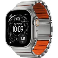 Nomad Stratos Band - 44/45/46/49mm - Natural Titanium/Ultra Orange/FKM