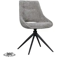 Label51 Eetkamerstoel Marlow - Stone - Chenille - Zwart Metalen Frame