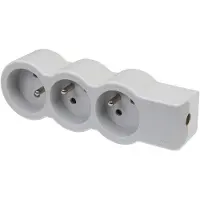 Legrand Standaard Contactdoos 3x2P Met Randaarde Zonder Snoer Wit-Grijs (Europese Stekkerdoos) - 049496 [10 stuks]