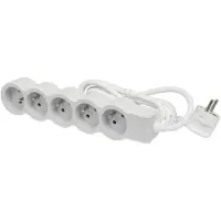 Legrand Standaard stekkerdoos 5x2P met randaarde 3m snoer wit-grijs (Europese Stekkerdoos) - 049492 [10 stuks]