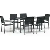 vidaXL 7-delige Tuinset poly rattan en staal