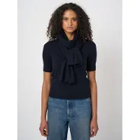 REPEAT cashmere Fijngebreide kasjmier sjaal met ribboorden - Navy - Heren -