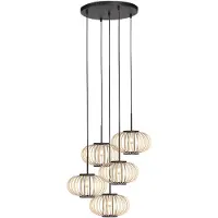 Mexlite Hanglamp 5-lichts Silva met bamboe kappen