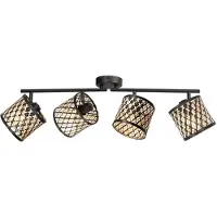 Mexlite Plafondlamp 4-lichts Sumba met bamboe kappen Ø12cm