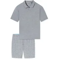 Schiesser Pyjama kort grijs gemêleerd / zwart / wit