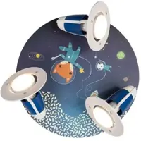 Elobra Plafondlamp Little Astronauts, dimbaar, blauw, Kinderkamer, Hout, plafondlamp