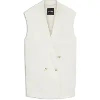 BOSS Mouwloze relaxed-fit blazer van een wolmix