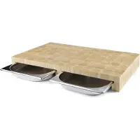 Lacor Snijplank met 2 Inox Laden - Rubber Wood - 61,5 x 34 x H 7cm