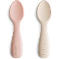 Mushie - Toddler Starter Spoons - Blush/Shifting Sand - 10.5 x 2.5 x 1.1 cm