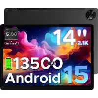 Doogee Tab E3 Max - Tablet - 32GB ROM+256GB ROM（2TB TF）- Android 15 - 14 inth IPS - 4G LTE - Gemini AI - Helio G100 - 13500mAh/18W - Quad Speakers - Face ID - 5G Wi-Fi - A GPS - GPS - Zwart