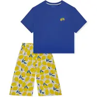 Schiesser Pyjama ' Casual Fashion ' lichtblauw / geel
