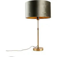 QAZQA Tafellamp brons met velours kap groen 35cm - Parte
