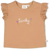 Feetje T-shirt Flower Ranch bruin Meisjes Katoen Ronde hals Tekst - maat 74