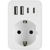 Plastrol Stekkeradapter met 4 USB-poorten en een Schuko-stopcontact, 230V, 3680W