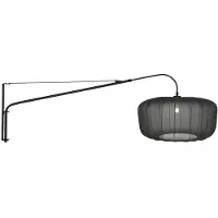Steinhauer Wandlamp Vela Lino Zwart met Zwarte Textiel Kap Ø60 cm