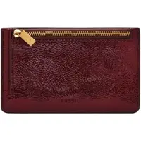 Fossil Kaarthoes Logan Zip Card Case Red Mahogany Wijnrood
