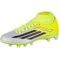 Adidas F50 League Mid Gras / Kunstgras Voetbalschoenen (MG) Kids Neongeel Zwart Rood