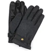 Suitable Handschoen Wool Leer Antraciet Zwart