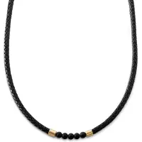 Lucleon Tenvis | 5 mm Goudkleurige Onyx Leren Ketting