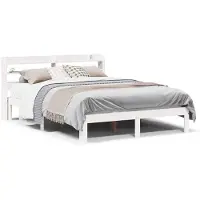 vidaXL Bedframe met hoofdbord massief grenenhout wit 150x200 cm