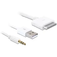 Dolphix 30-pins Apple Dock naar 3,5mm Jack + USB-A kabel / wit - 1 meter