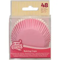 Funcakes Baking Cups - Roze, Wit - 48 Stuks - Cupcake Vormpjes Papier