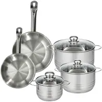 Fackelmann Set 2 pannen 20 24 cm roestvrij staal, 3 roestvrijstalen kookpotten 16, 20 en 24 cm Eterna