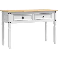 vidaXL Bijzettafel Corona Wit 115 x 46 x 73 cm Massief grenenhout