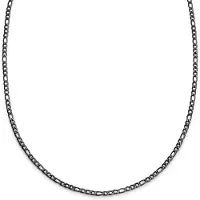 Lucleon Essentials | 4 mm Gunmetal Zwarte Ketting met Figaro Schakels