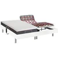 Vente-unique Elektrisch relaxbed met matras met vormgeheugen ATRIDE van DREAMEA - OKIN-motoren - wit - 2 x 80 x 200 cm