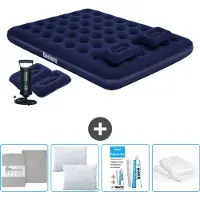 OEM luchtbed - 2-Persoons - 152 x 203 x 22 cm - Blauw - Inclusief handpomp - kussens - Hoeslaken - Kussen - Kussenbeschermer en Reparatieset