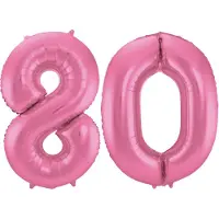 Folat Verjaardag Leeftijd folieballon - 80 jaar - roze - 86 cm - cijferballon groot
