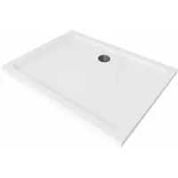 Mexen Flat rechthoekige slanke douchebak 140 x 80 , wit, zwarte sifon - 40108014B